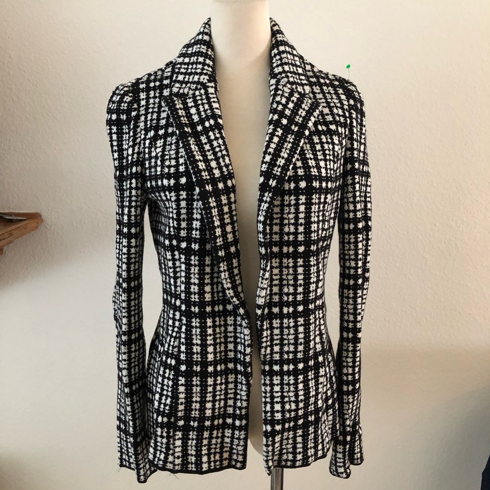 White House Black Market Black and White Women's Open Front Blazer
